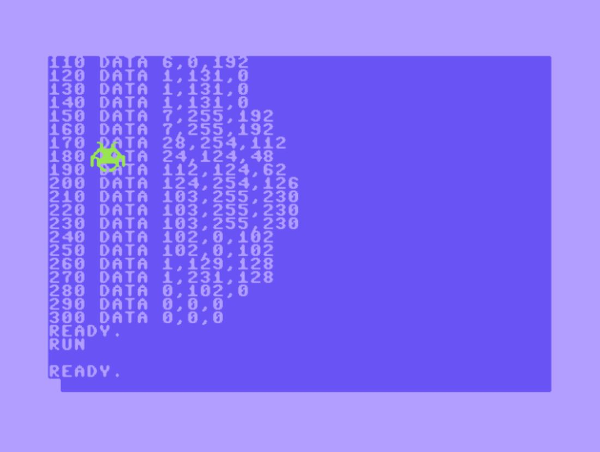 Commodore C64 VICE showing a program listing