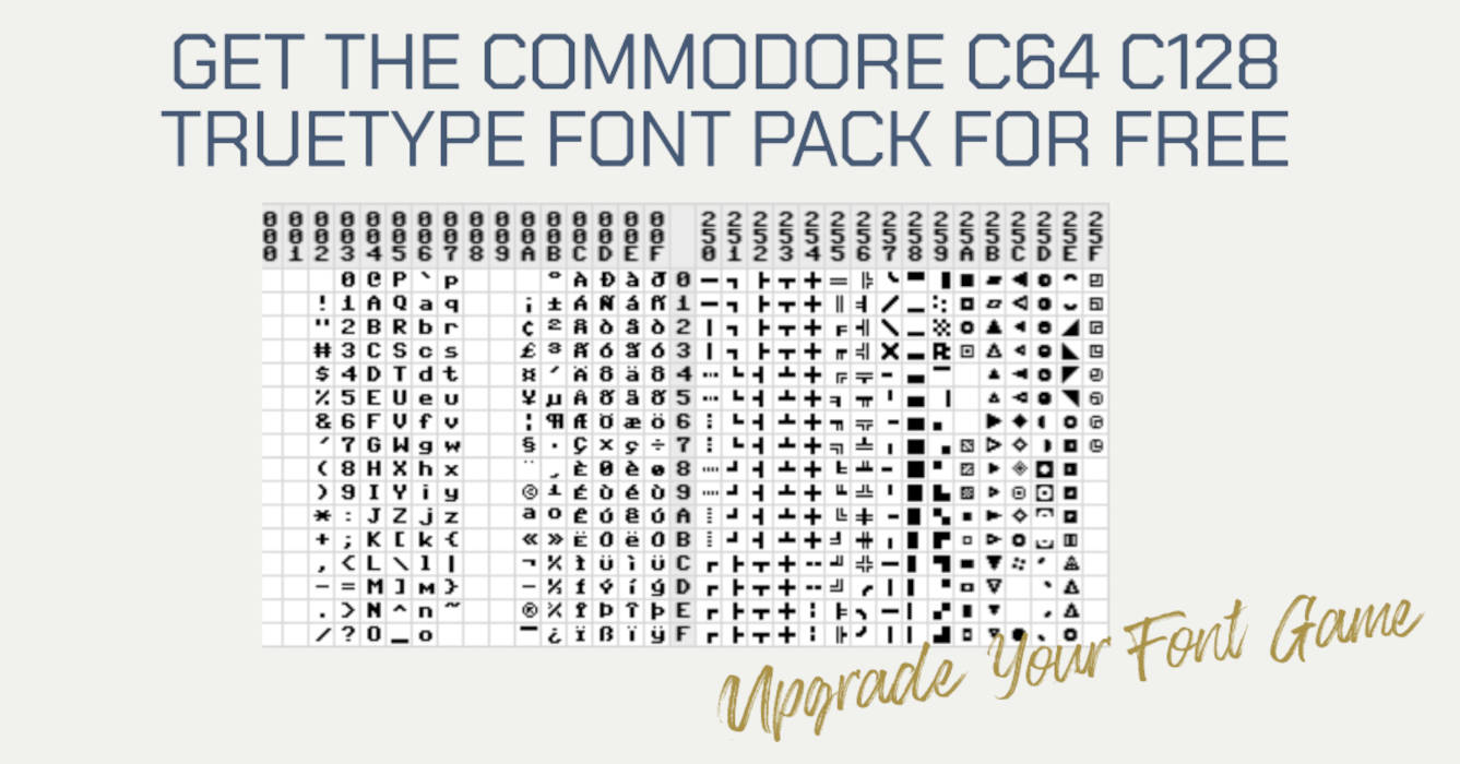 Sample Commodore C64 and C128 Truetype font set