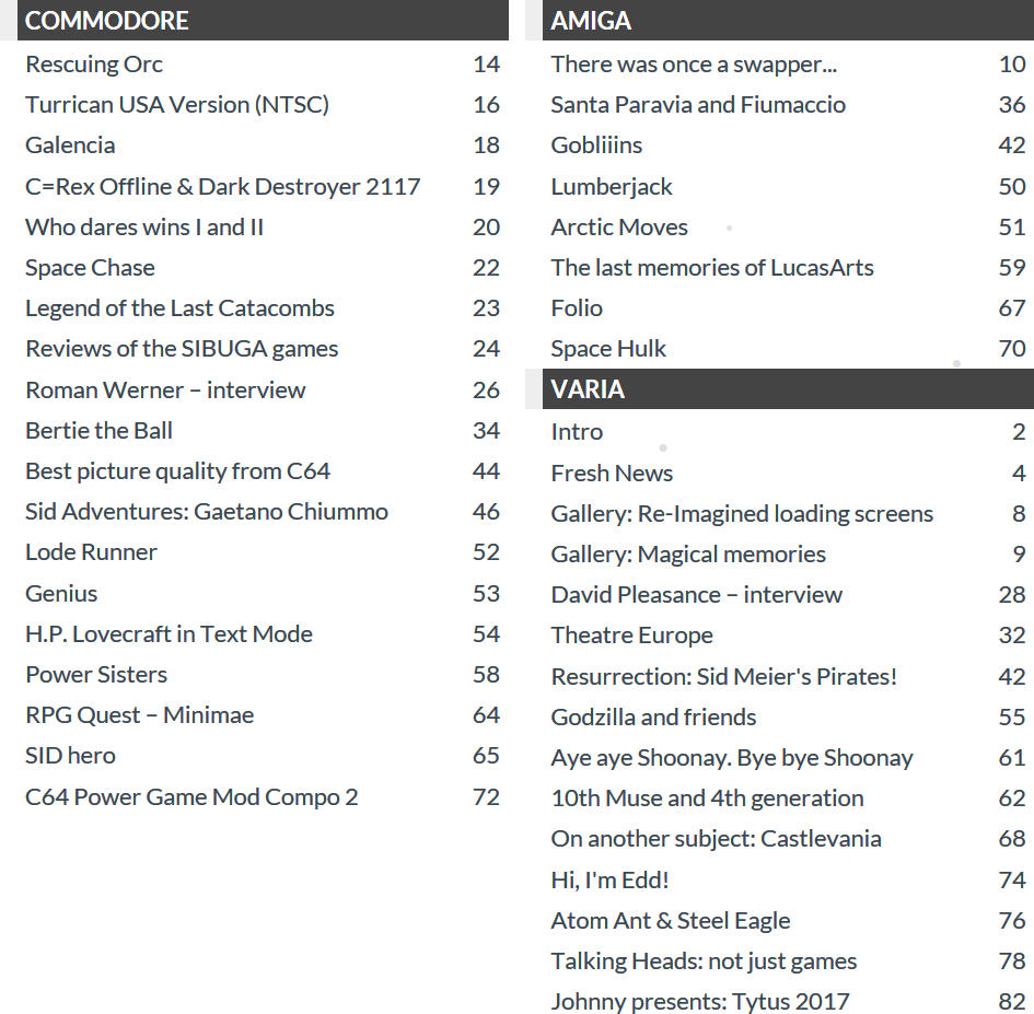 K&A Issue 9 Table of Contents