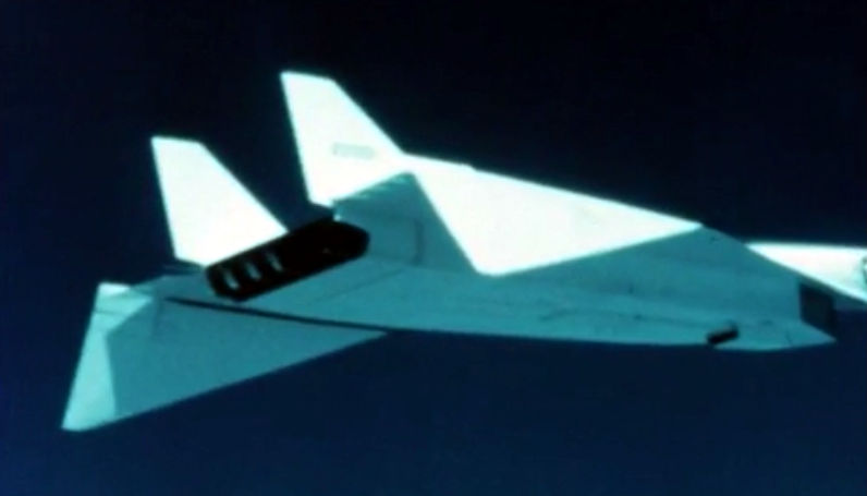 B-70 Variable wing edge geometry in flight during a demonstration in California