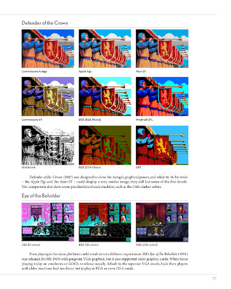 sample page showing various screens from Defender of the Crown