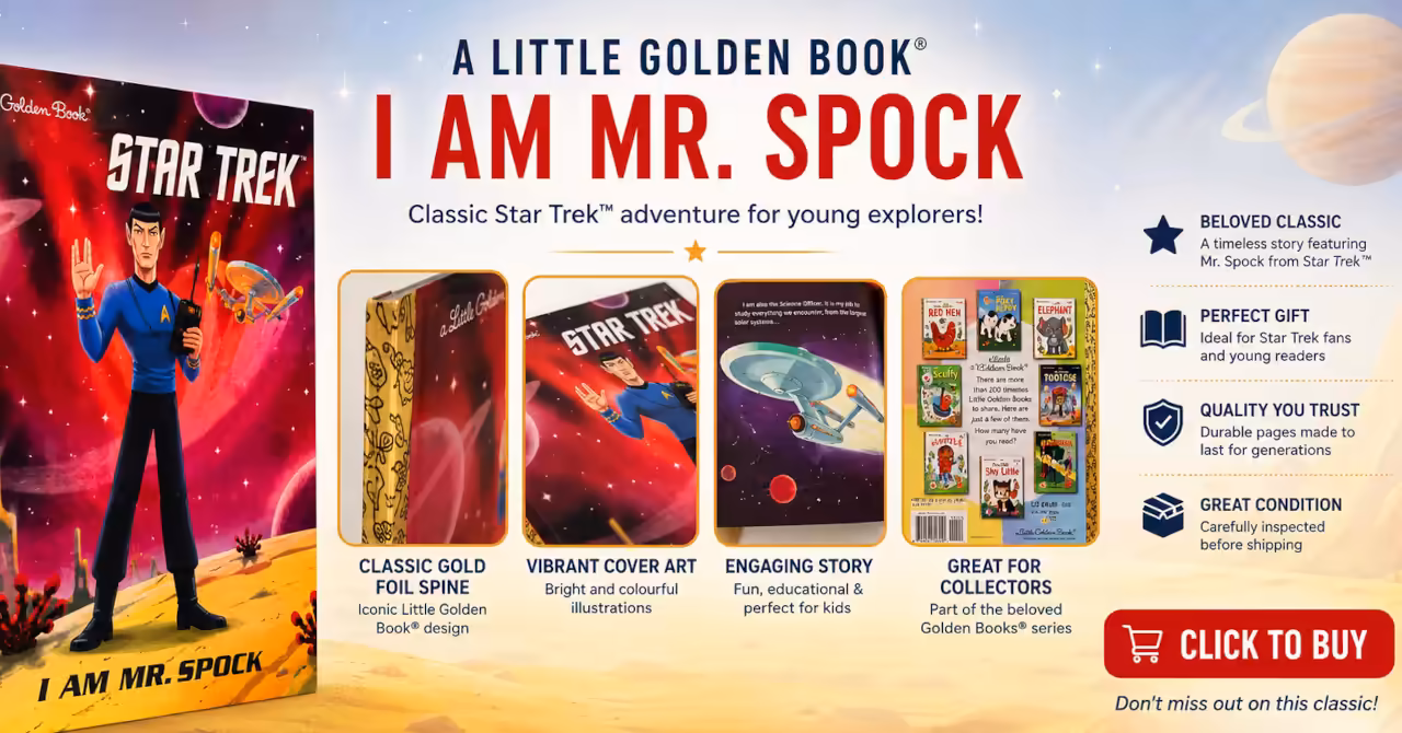 Advertisement linking to current eBay listings for I Am Mr. Spock and other Star Trek Little Golden Books