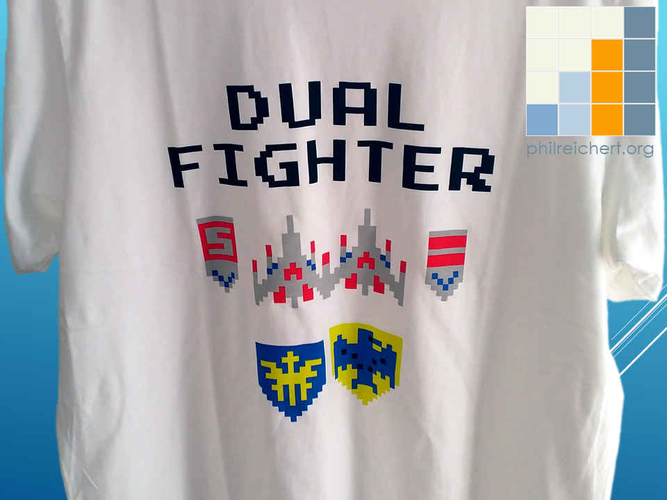 Dual Fighter image in retro-gaming 8-bit style image