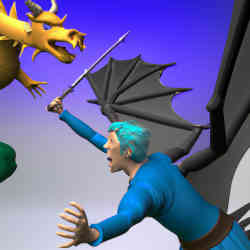 dirk fighting away the dragon