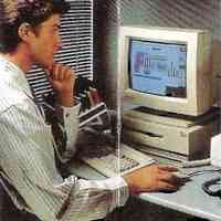 businessman analysing financial results on the Amiga