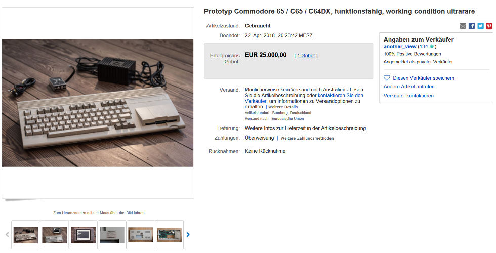 Commodore C65 eBay Listing 332618894601