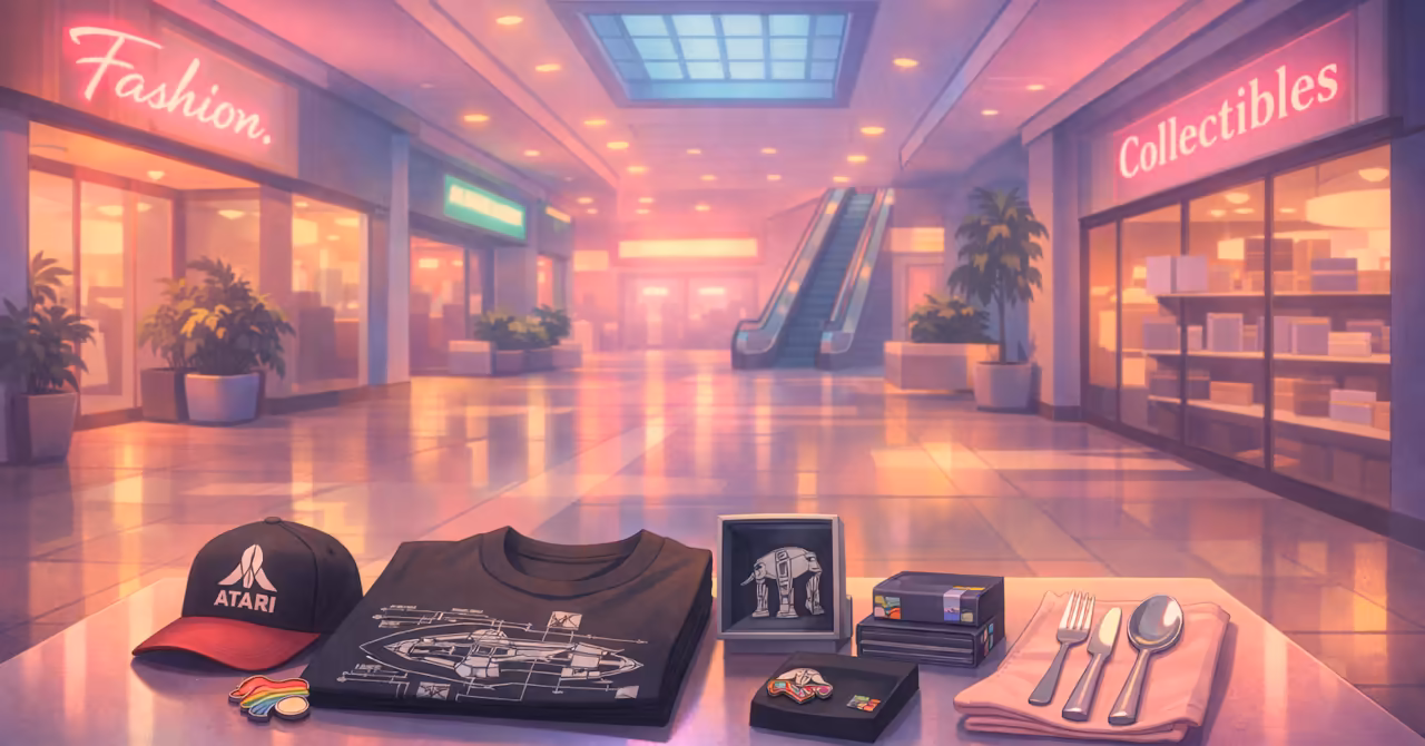 After-hours malls selling ephemeral nostalgia (conceptual illustration)
