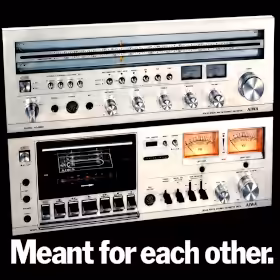AIWA hi-fi system in a classic 1977 bachelor apartment. Artist's impression.
