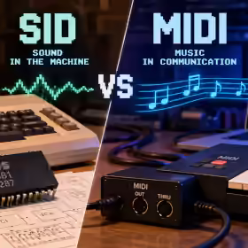 Commodore 64 SID chip contrasted with MIDI music technology